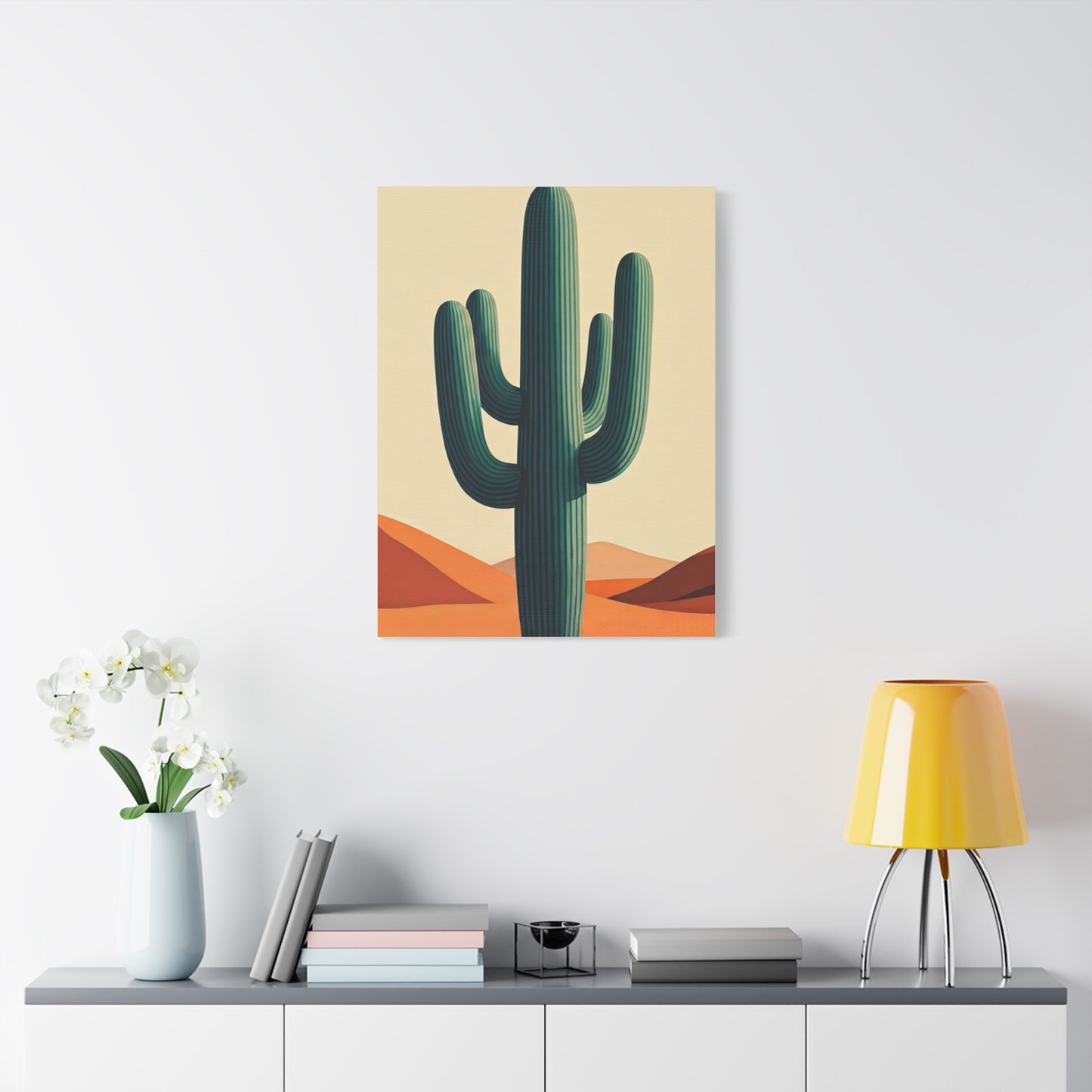 Minimalist Desert Saguaro Landscape Illustration Wall Art & Canvas Prints