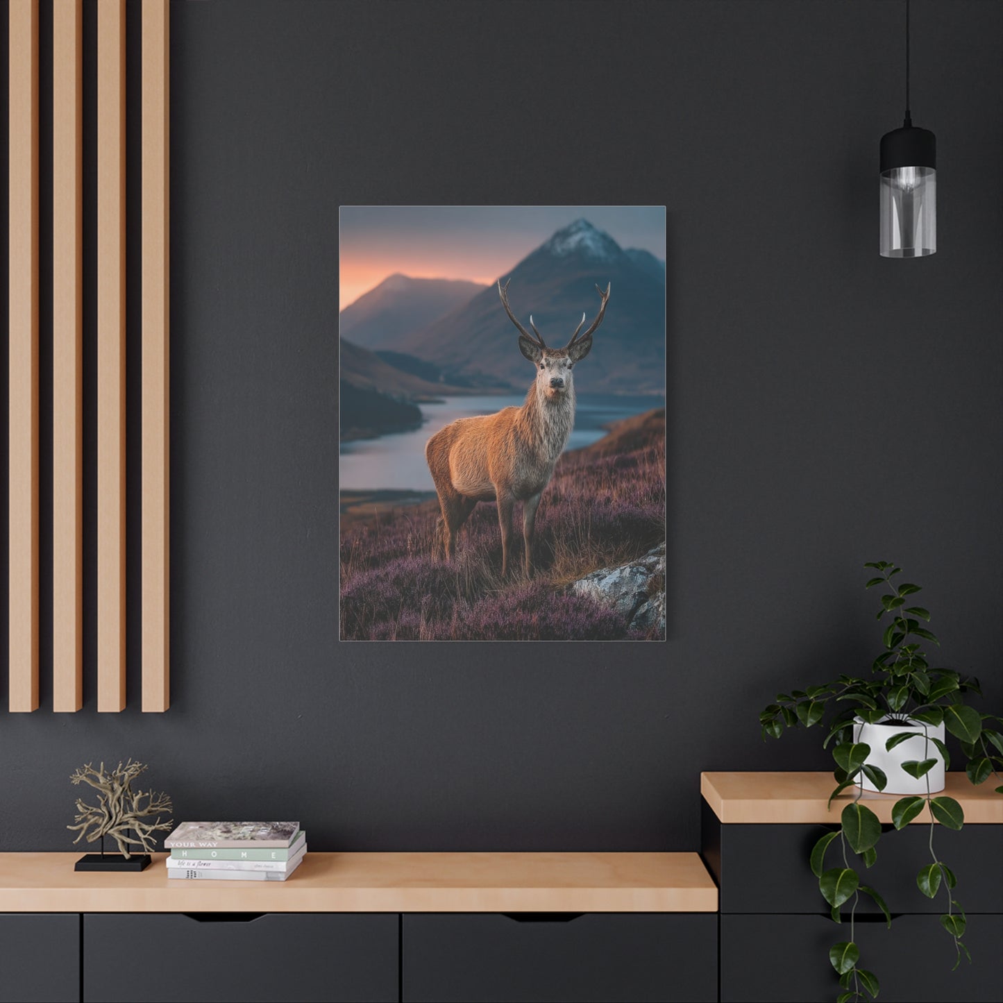 Scottish Highland Sunrise Stag Wall Art & Canvas Print