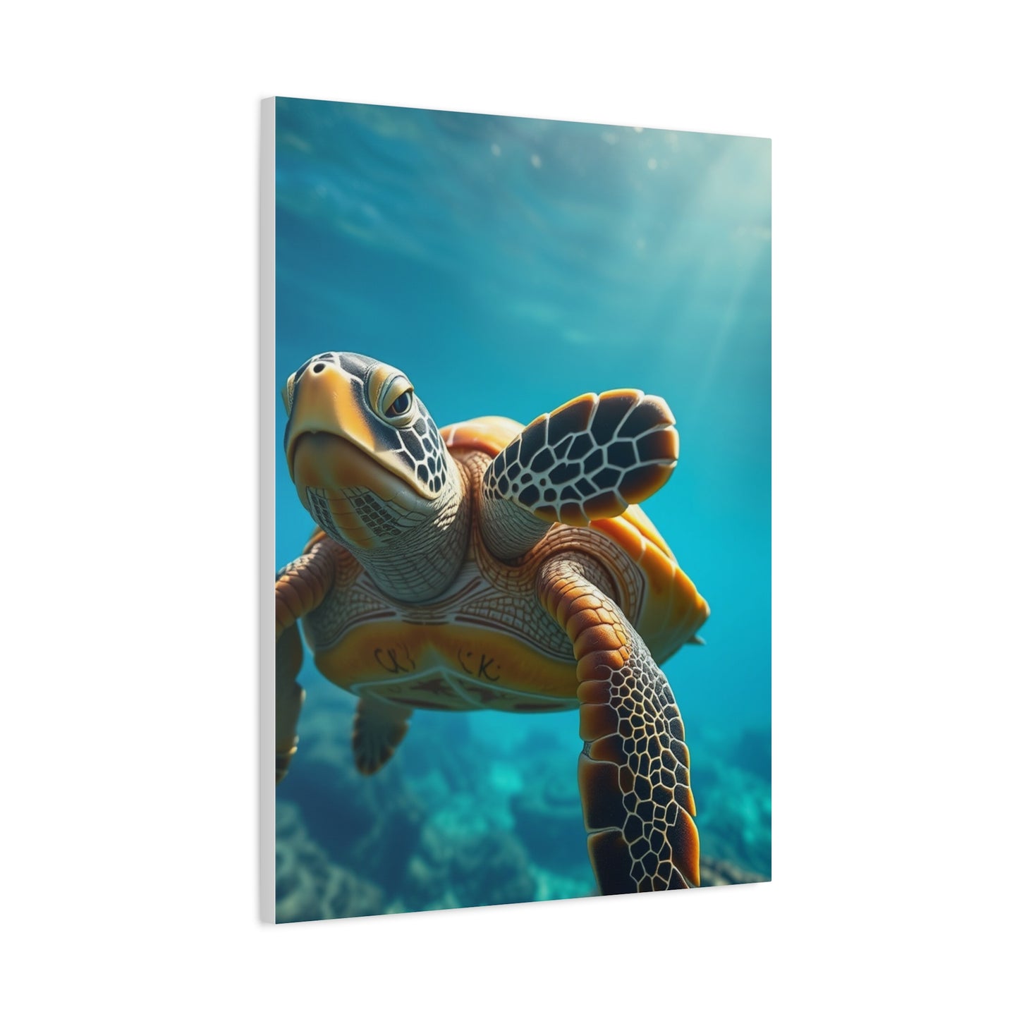 Azure Tortoise Masterpiece Wall Art & Canvas Print
