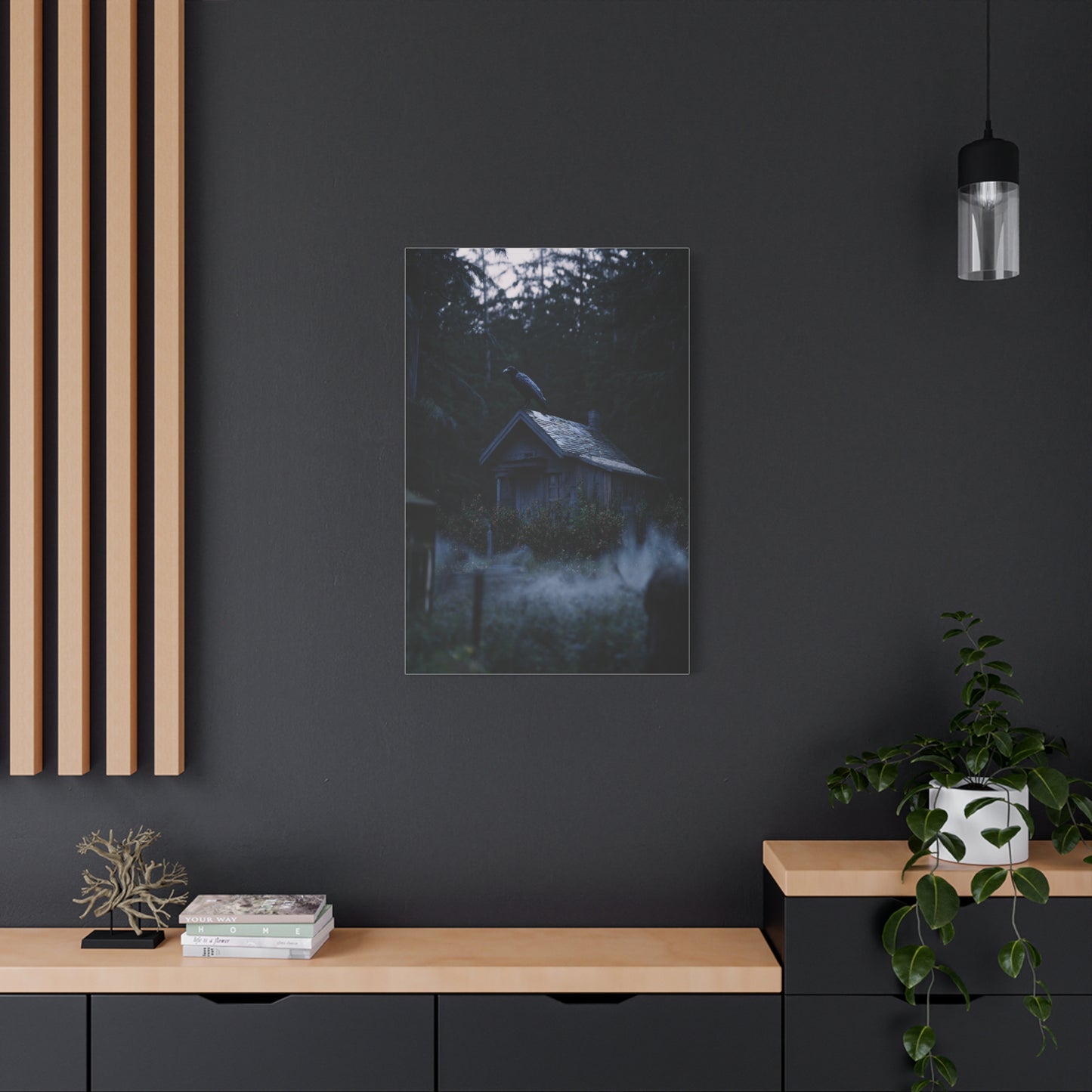 Raven on Witch’s Cottage Roof Wall Art & Canvas Print