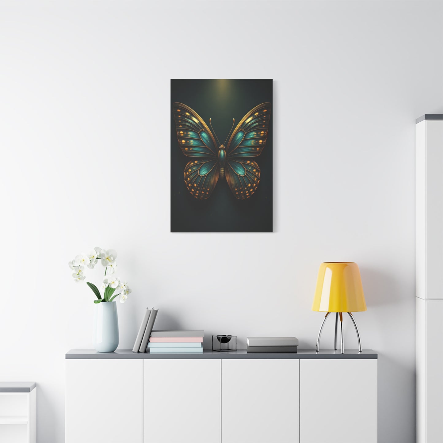 Emerald Gold Butterfly Symmetry Portrait Wall Art & Canvas Prints
