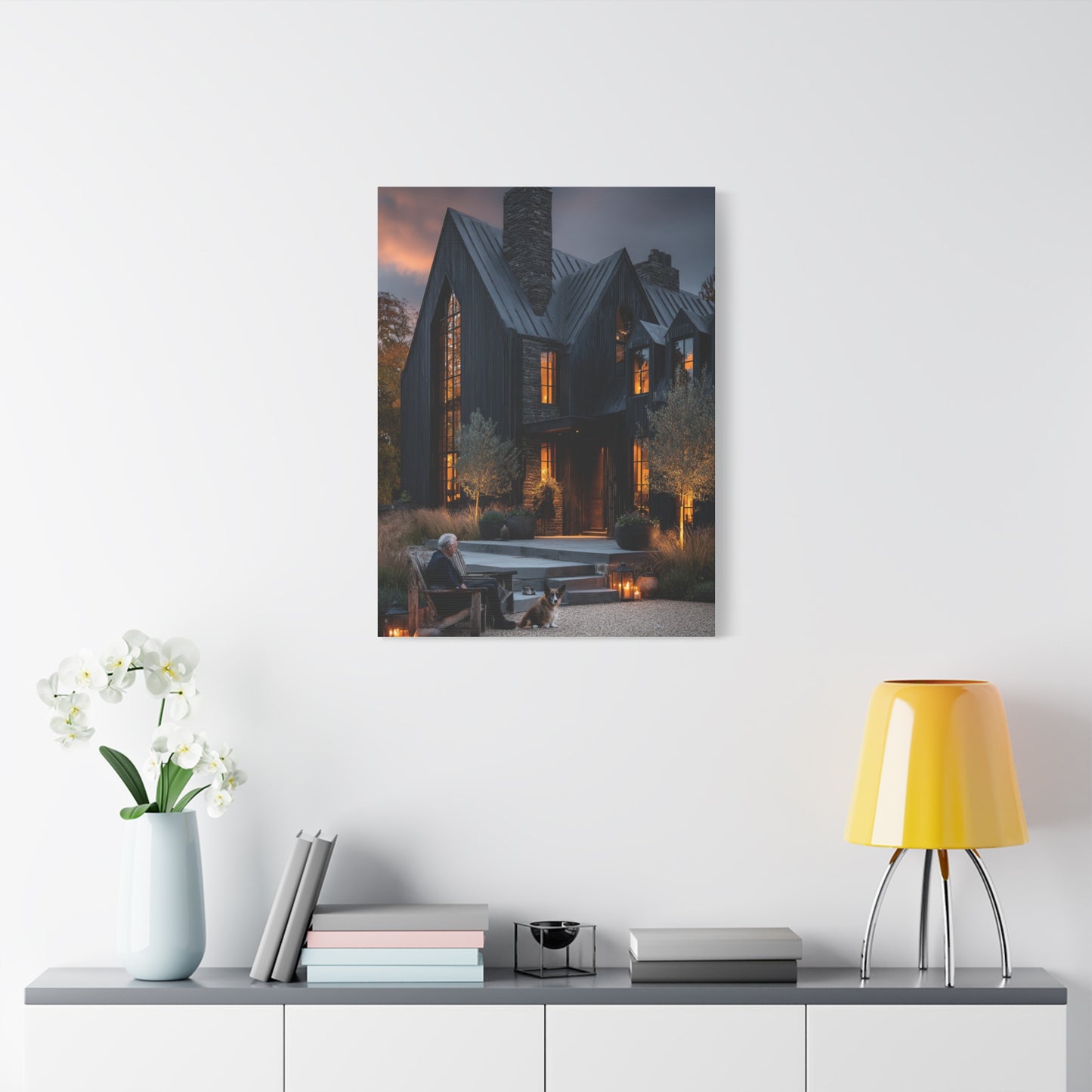 Lavish Black Farmhouse Courtyard Wall Art & Canvas Print