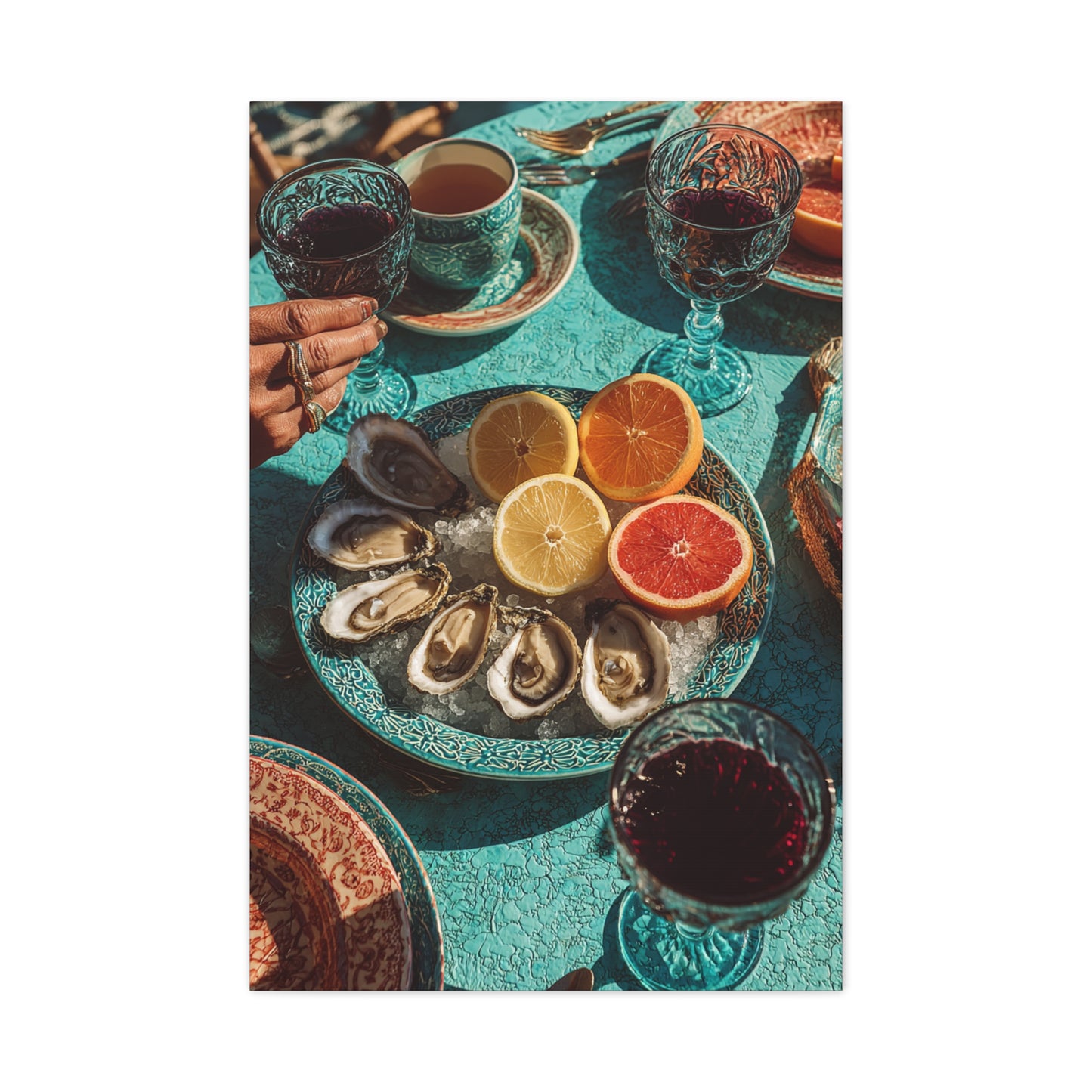 Mediterranean Seafood Table Still Life Wall Art & Canvas Print
