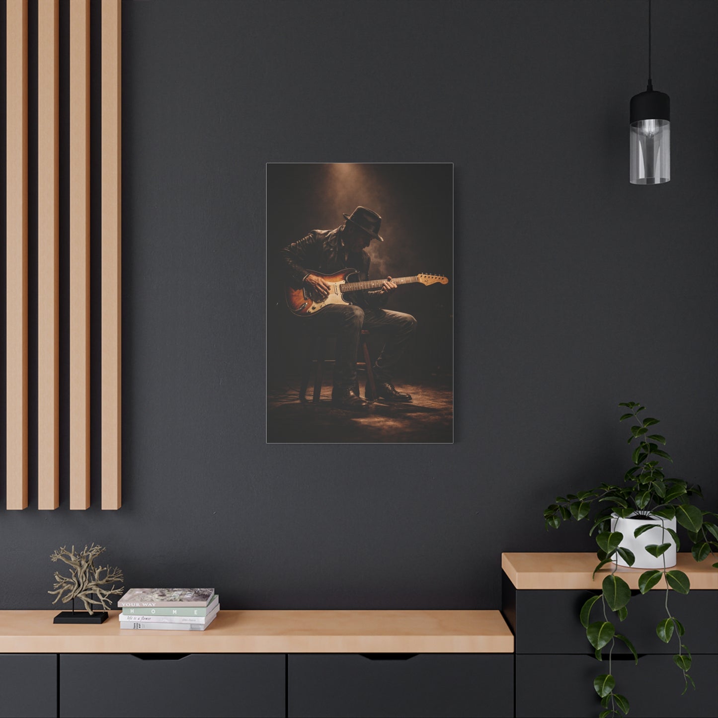 Vintage Electric Guitar Performance Wall Art & Canvas Print