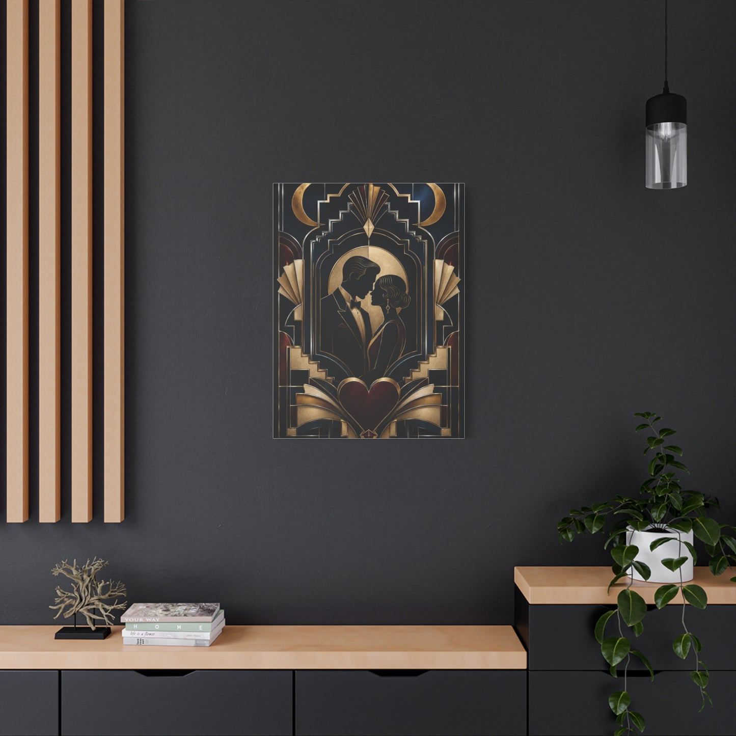 Neo-Deco Midnight Lovers Silhouette Wall Art & Canvas Print