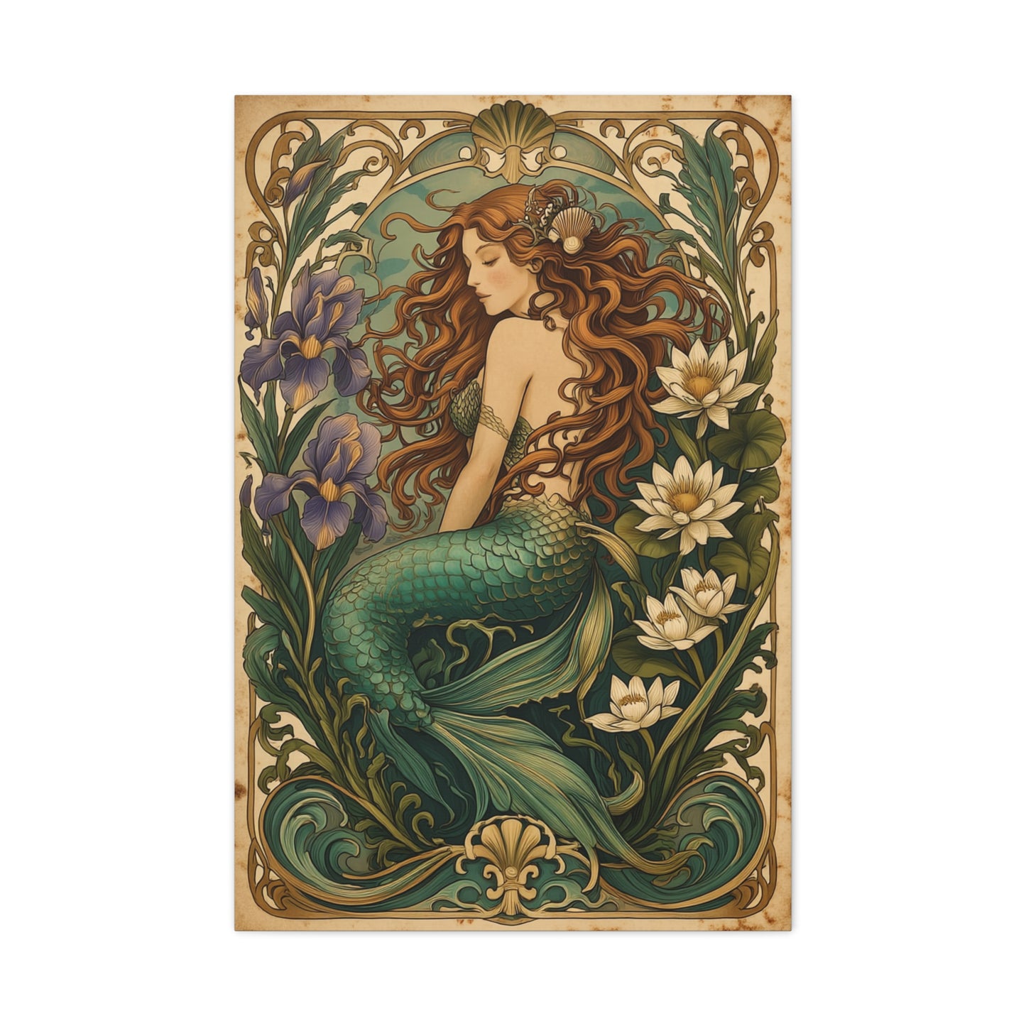 Art Nouveau Floral Mermaid Elegance Wall Art & Canvas Print