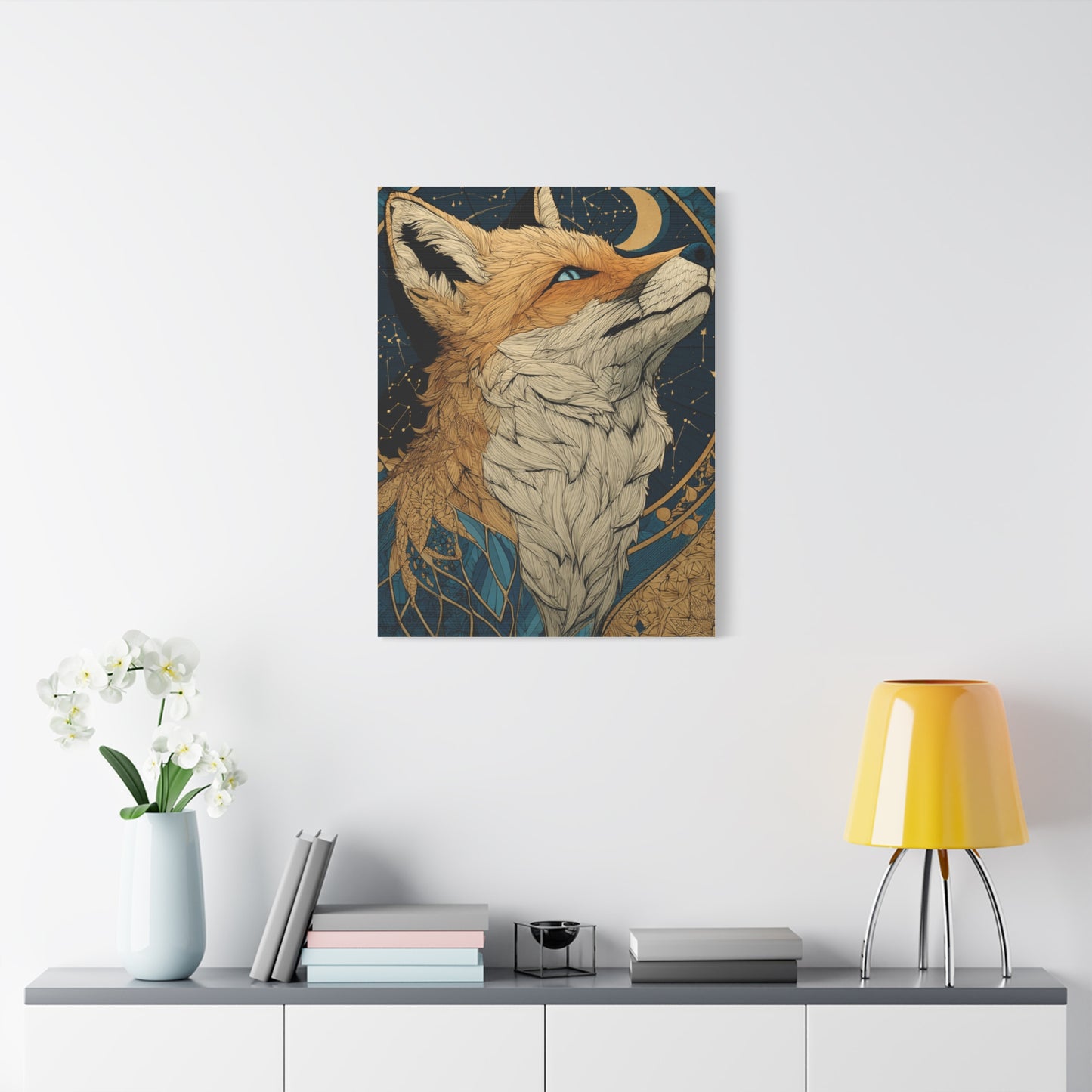 Celestial Fox Constellation Portrait Wall Art & Canvas Print