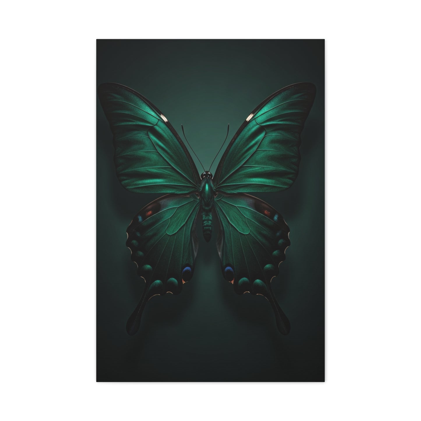 Symmetrical Emerald Butterfly Portrait Wall Art & Canvas Prints