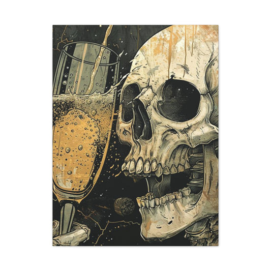 Skull Drinking Poster Wall Art & Canvas Prints
