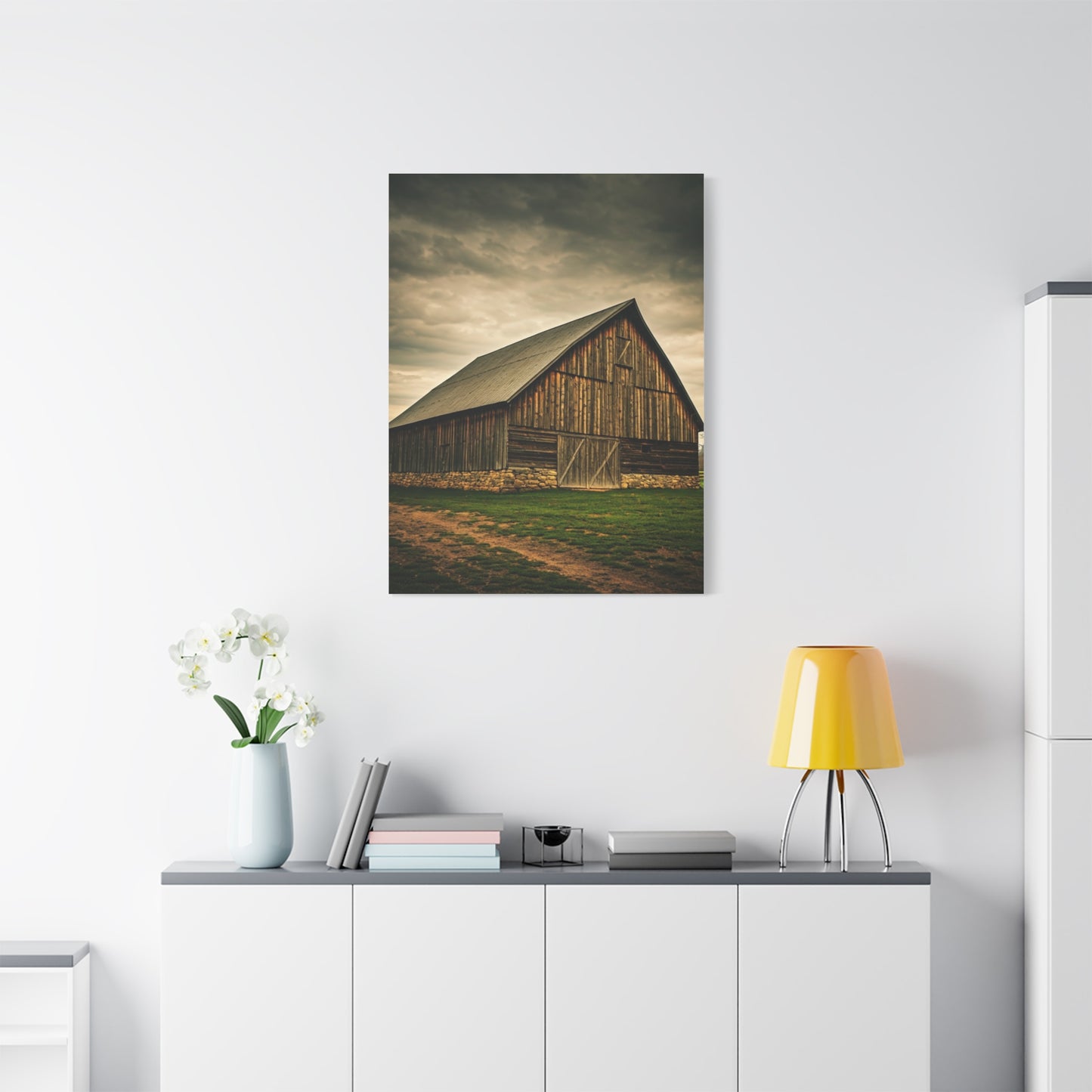 Weathered Stone Base Barn Wall Art & Canvas Prints
