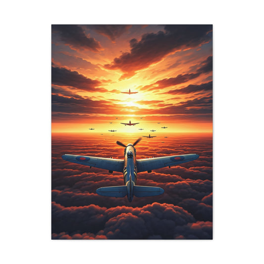 Sunset Flight Above the Clouds Wall Art & Canvas Prints