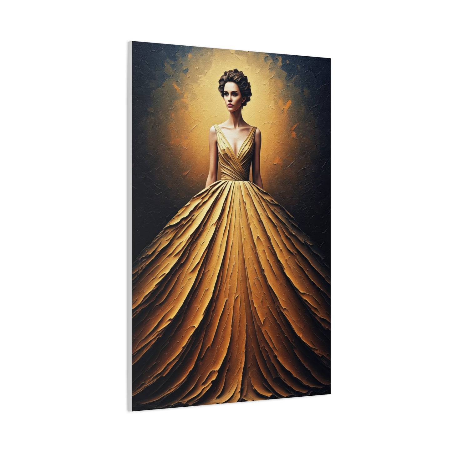Golden Radiance Gown Portrait Wall Art & Canvas Print