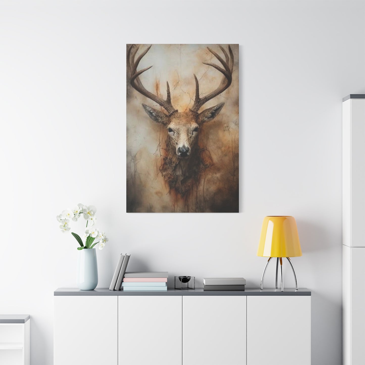 Reindeer Head Painting Wall Art & Canvas Prints