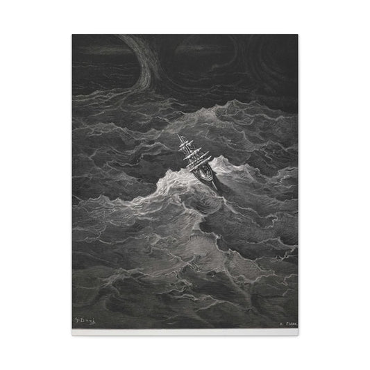 Sailing Ship In Dark Drawing Wall Art & Canvas Prints