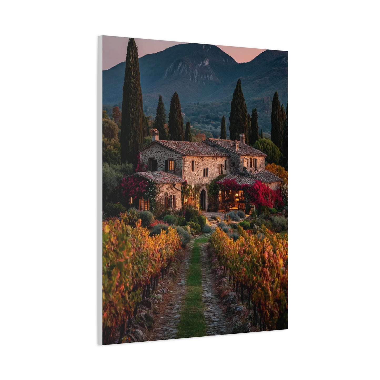 Tuscan Vineyard Autumn Villa Wall Art & Canvas Print