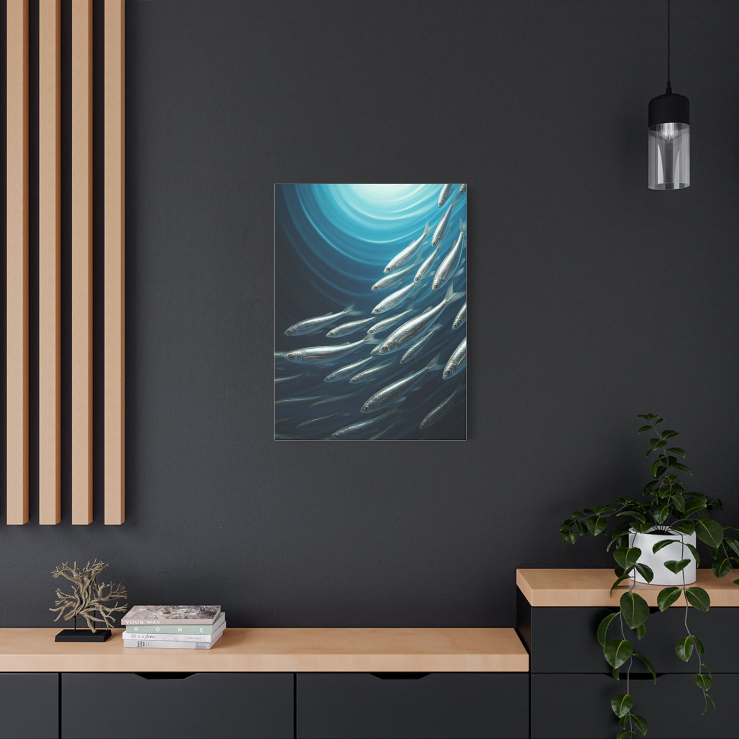 School of Fish in Deep Blue Ocean Wall Art & Canvas Prints