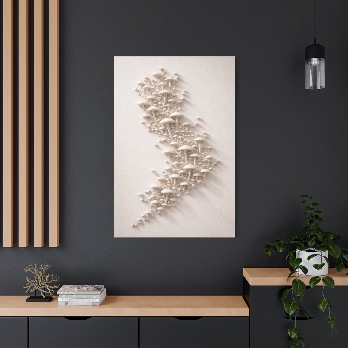 Modular 3D Stick-On Mushroom Colony Wall Art & Canvas Print