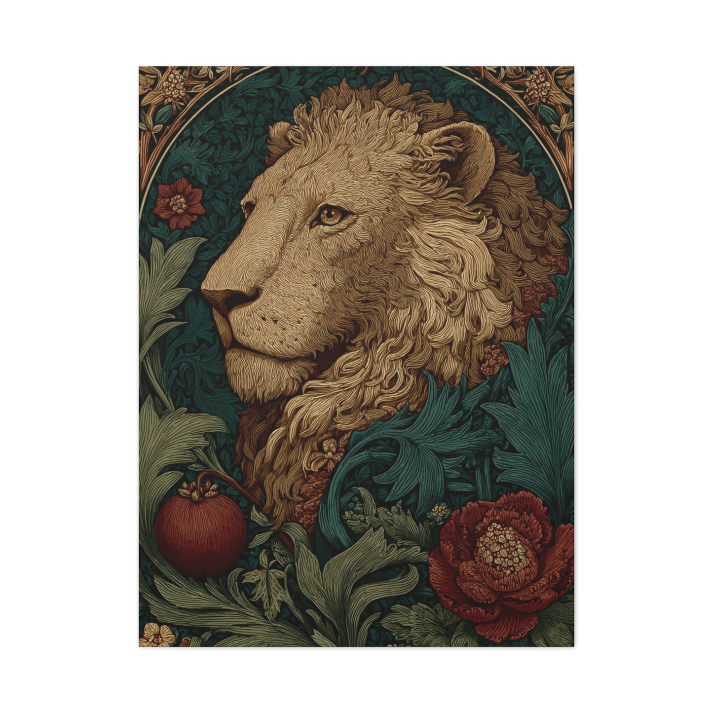 Ornamental Lion Botanical Heritage Wall Art & Canvas Print