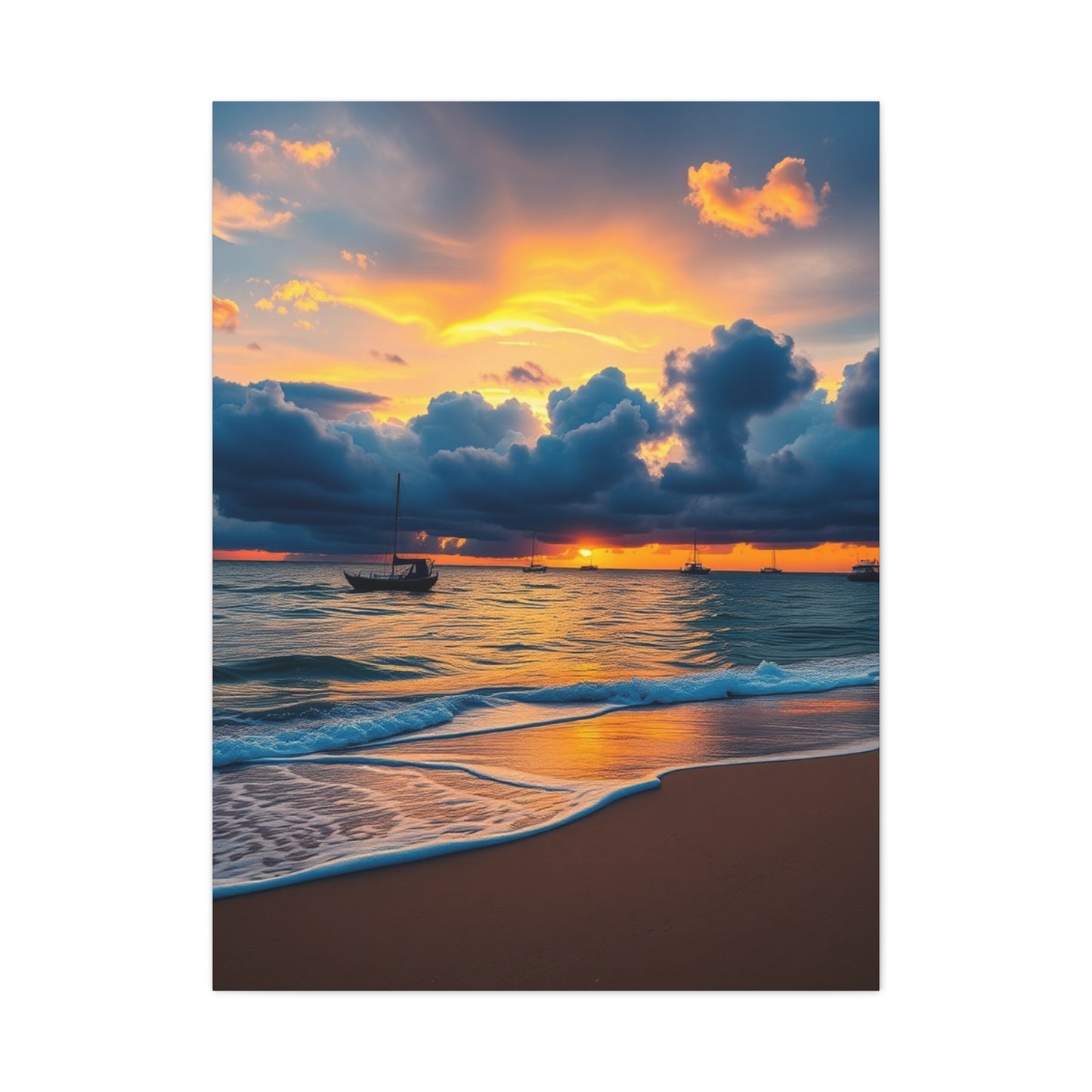 Supreme Beach Sunrise and Sunset Art Collection Wall Art & Canvas Print