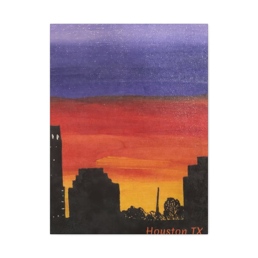 Houston Skyline Yellow Orange Violet Wall Art & Canvas Prints