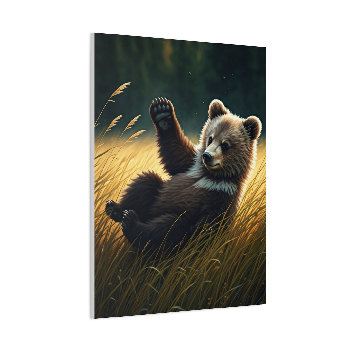 Playful Bear Cub in Meadow Wall Art & Canvas Prints