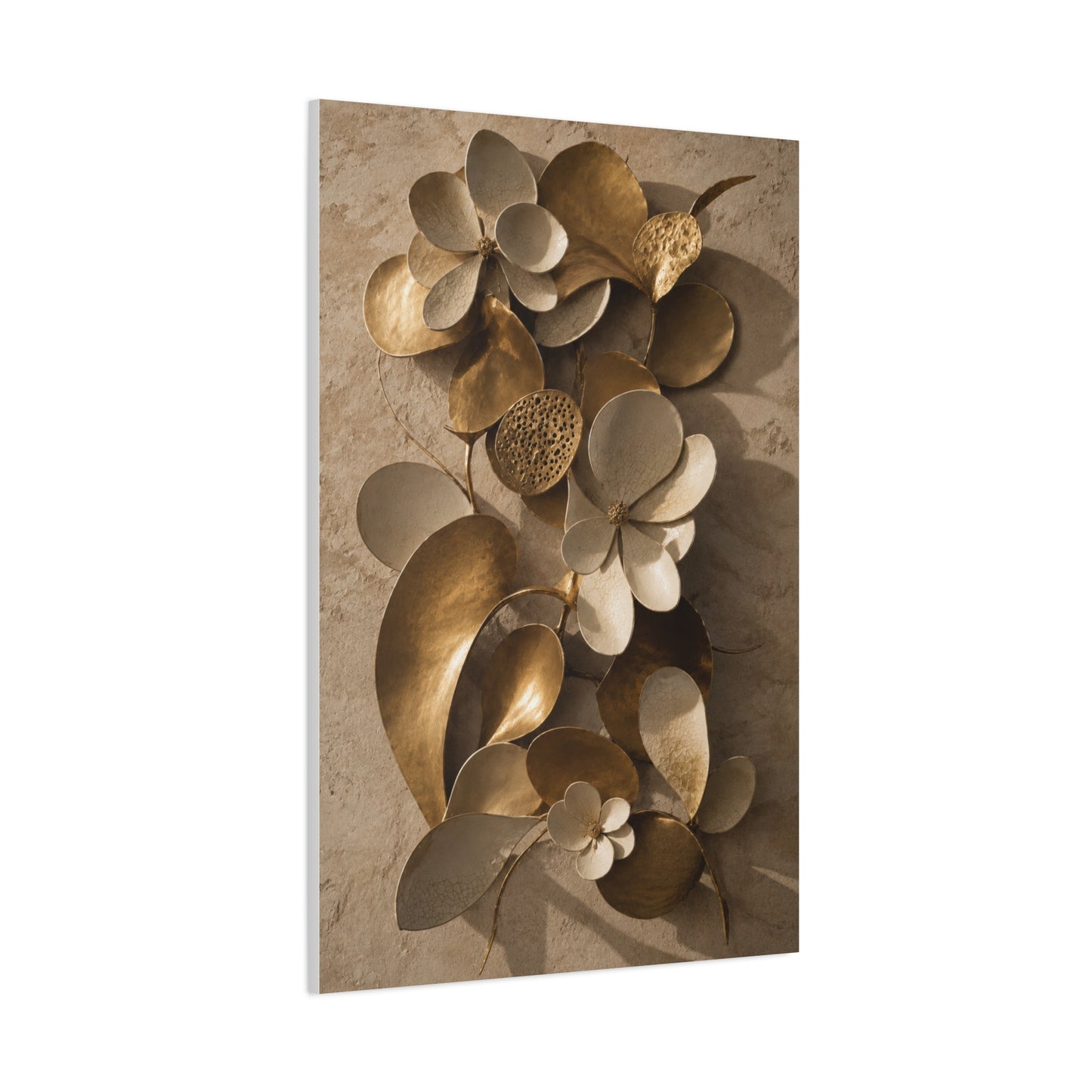 Brass and Ceramic Floral Relief Wall Art & Canvas Print