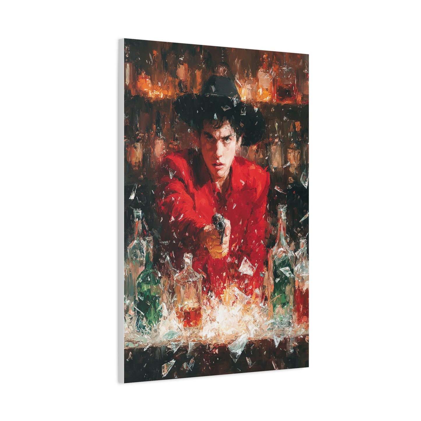 Saloon Gunfire Cowboy Painting Wall Art & Canvas Print