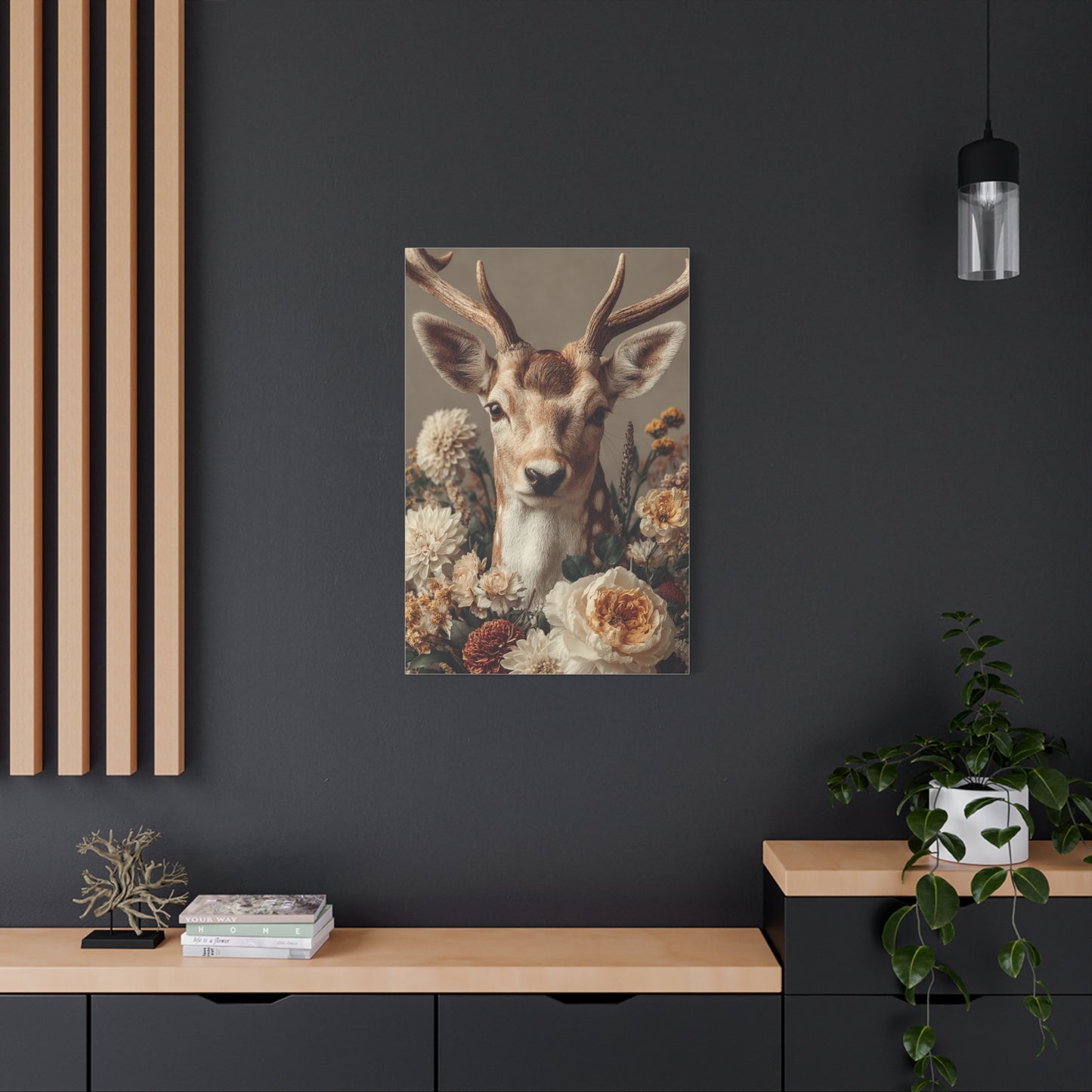 Botanical Deer Portrait Wall Art & Canvas Print