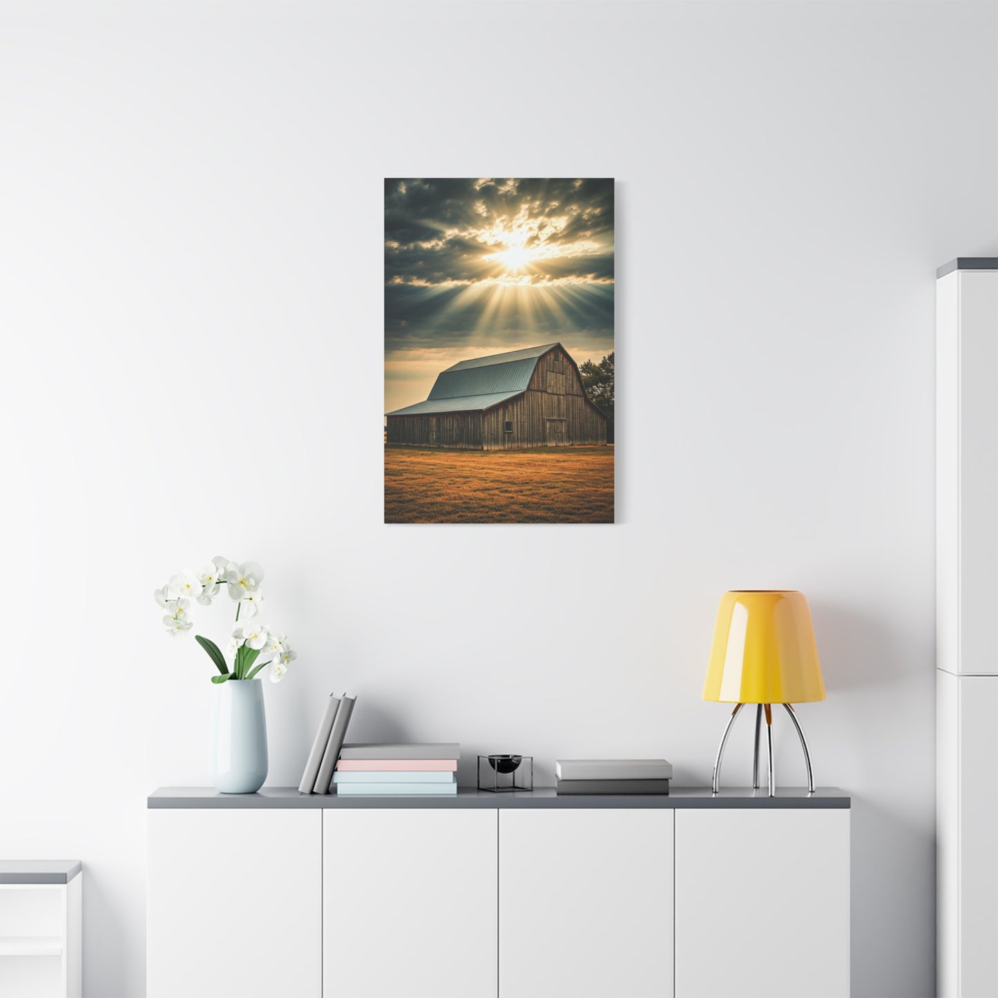 Sunbreak Over the Old Barn Wall Art & Canvas Prints