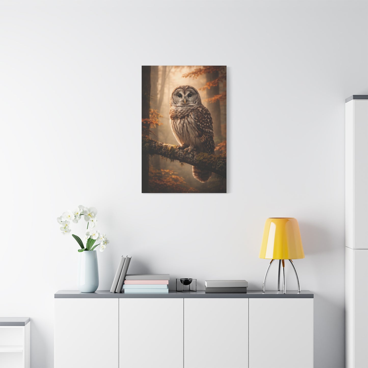 Barred Owl Autumn Forest Portrait Wall Art & Canvas Print
