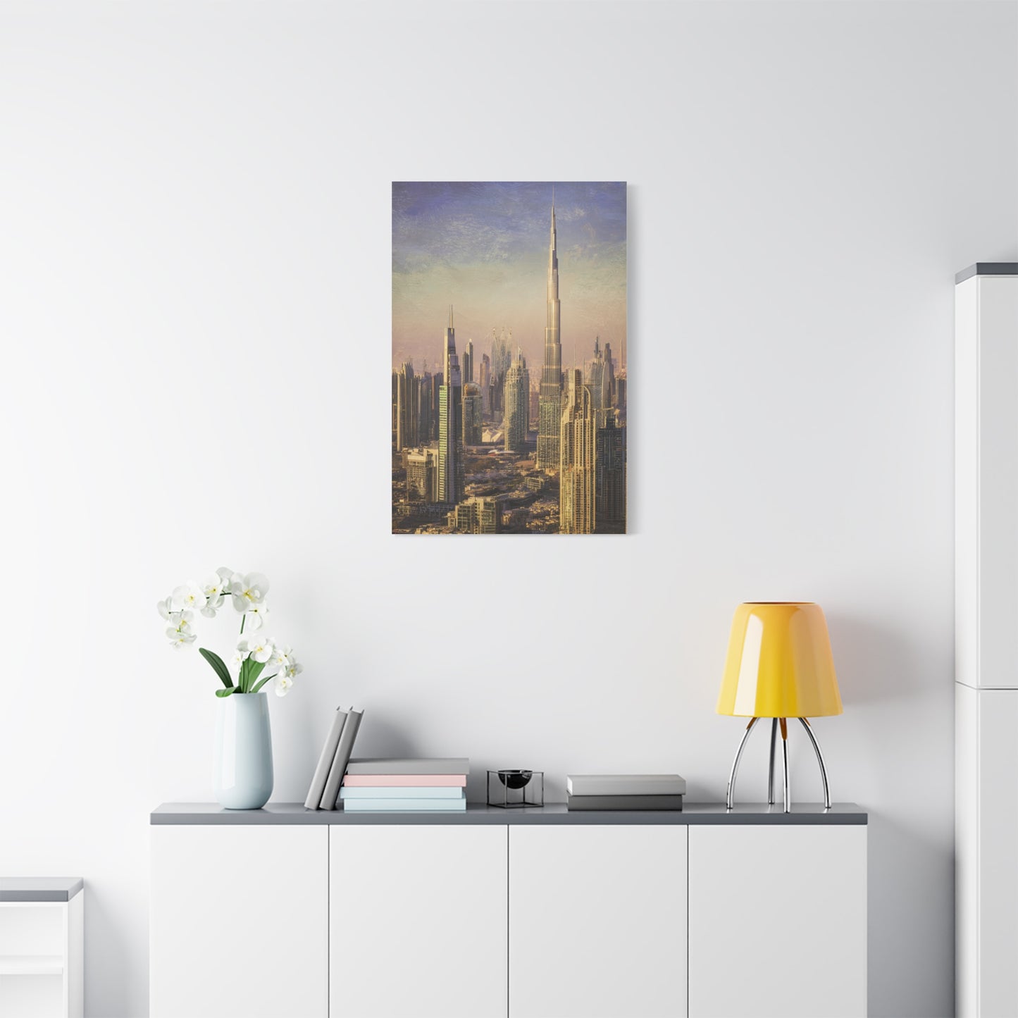 Dubai Skyline Golden Sunset Elegance Wall Art & Canvas Print
