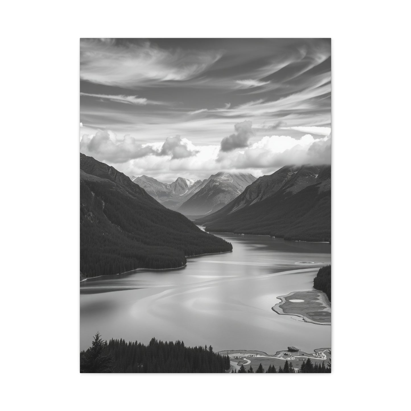 Masterpiece Black & White Scenic Landscapes Art Vision Wall Art & Canvas Print