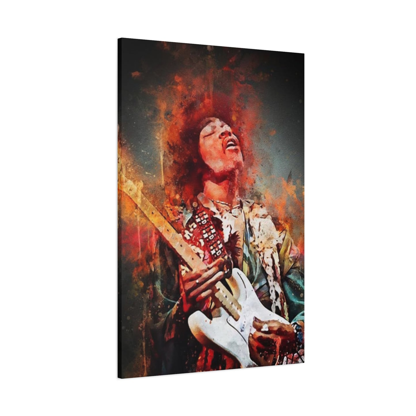 Colorful Jimi Hendrix Playing Guitar Poster Wall Art & Canvas Prints