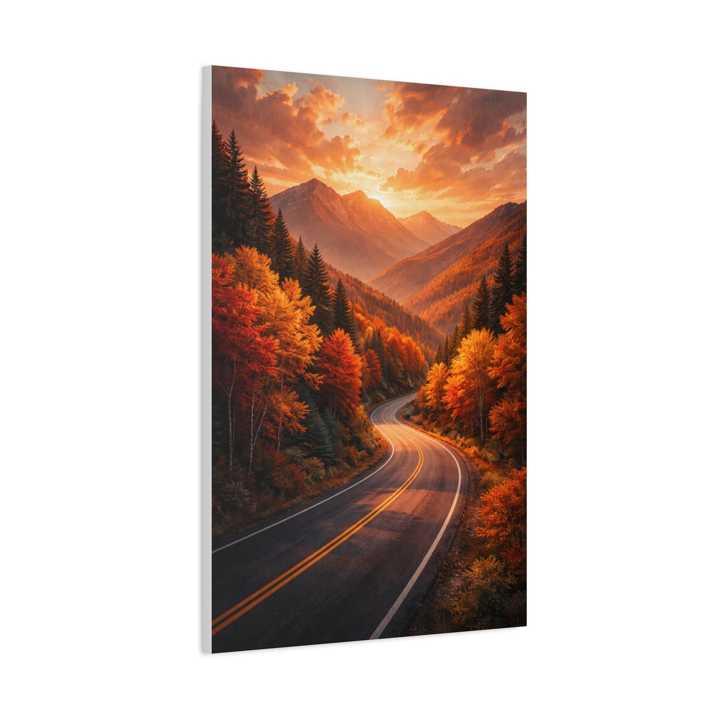 Autumn Mountain Road Landscape Wall Art & Canvas Print