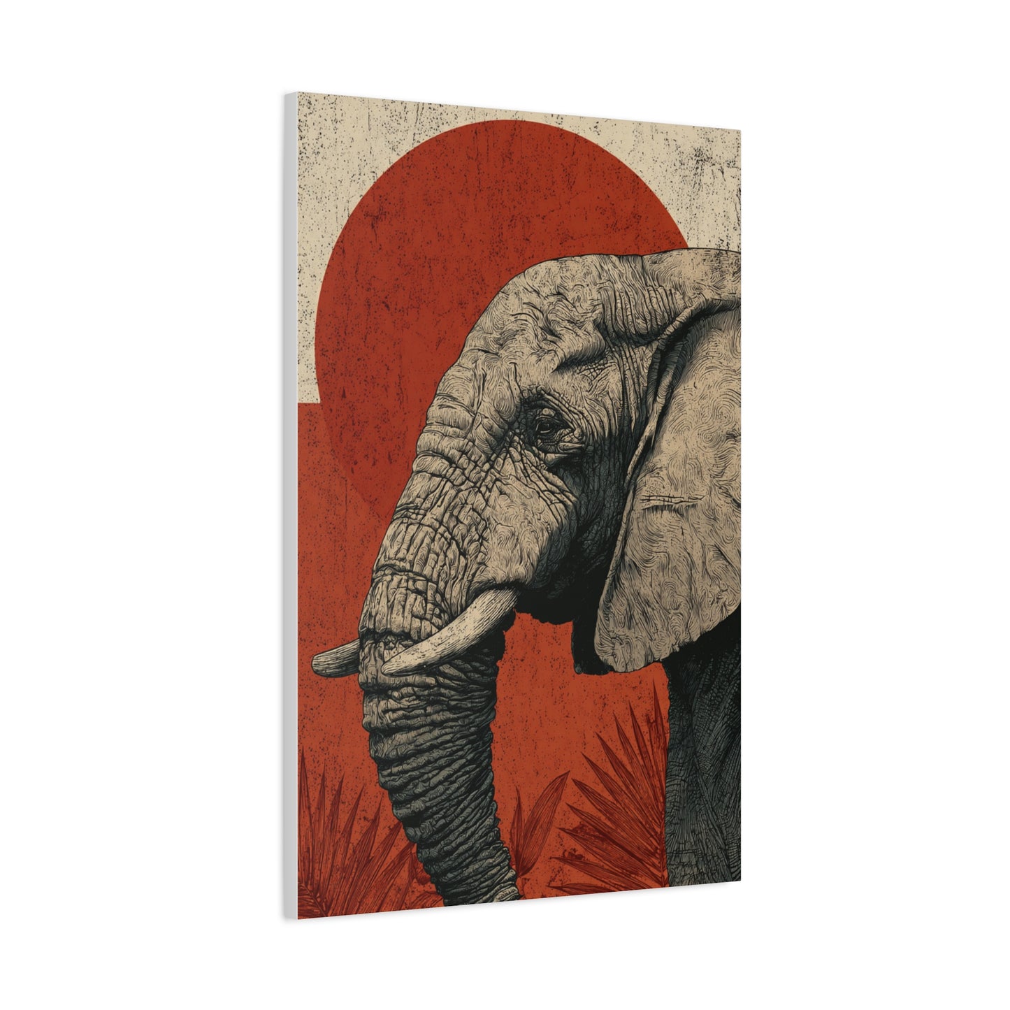 Minimal Boho Elephant Line Portrait Wall Art & Canvas Print