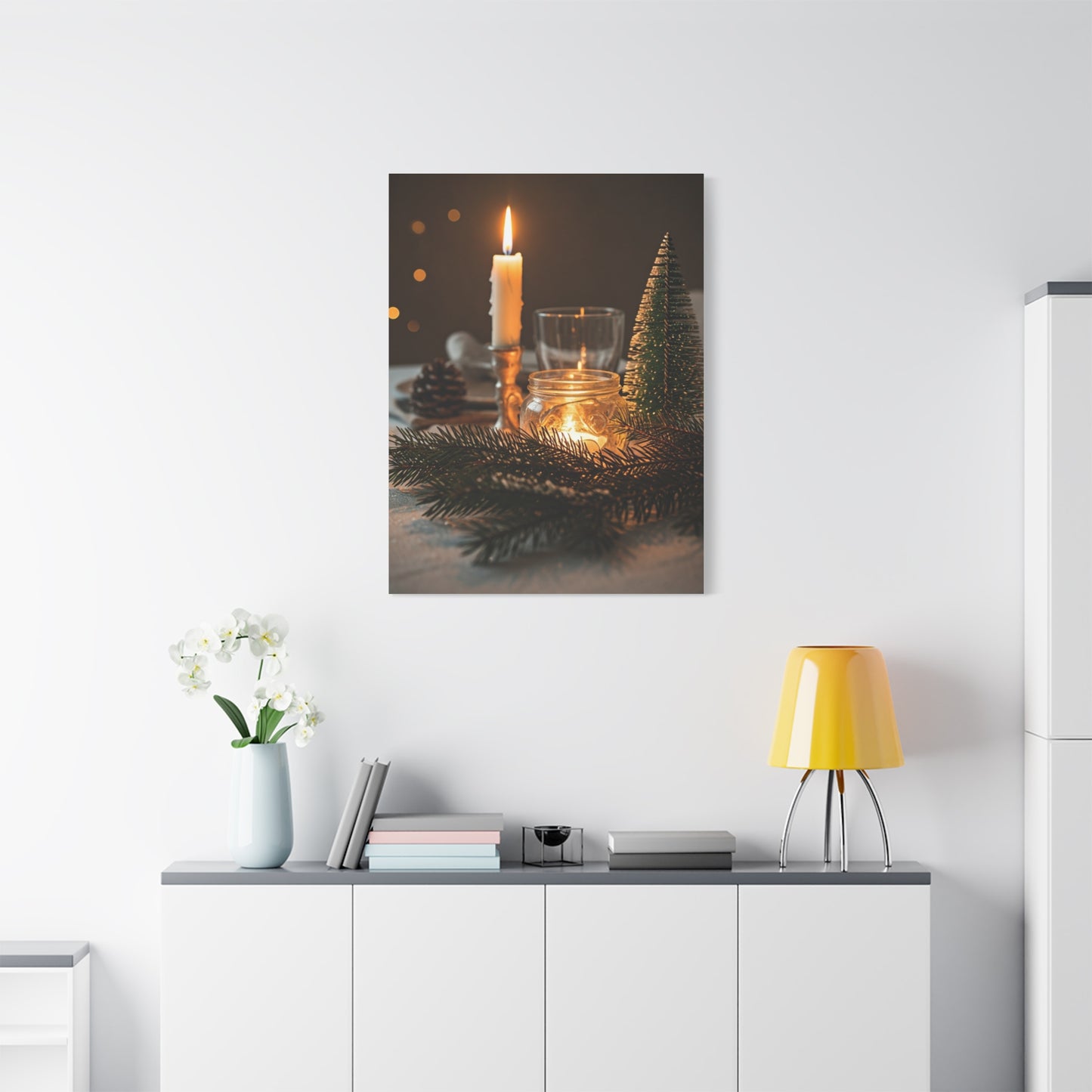 Warm Candlelight Christmas Table Wall Art & Canvas Print