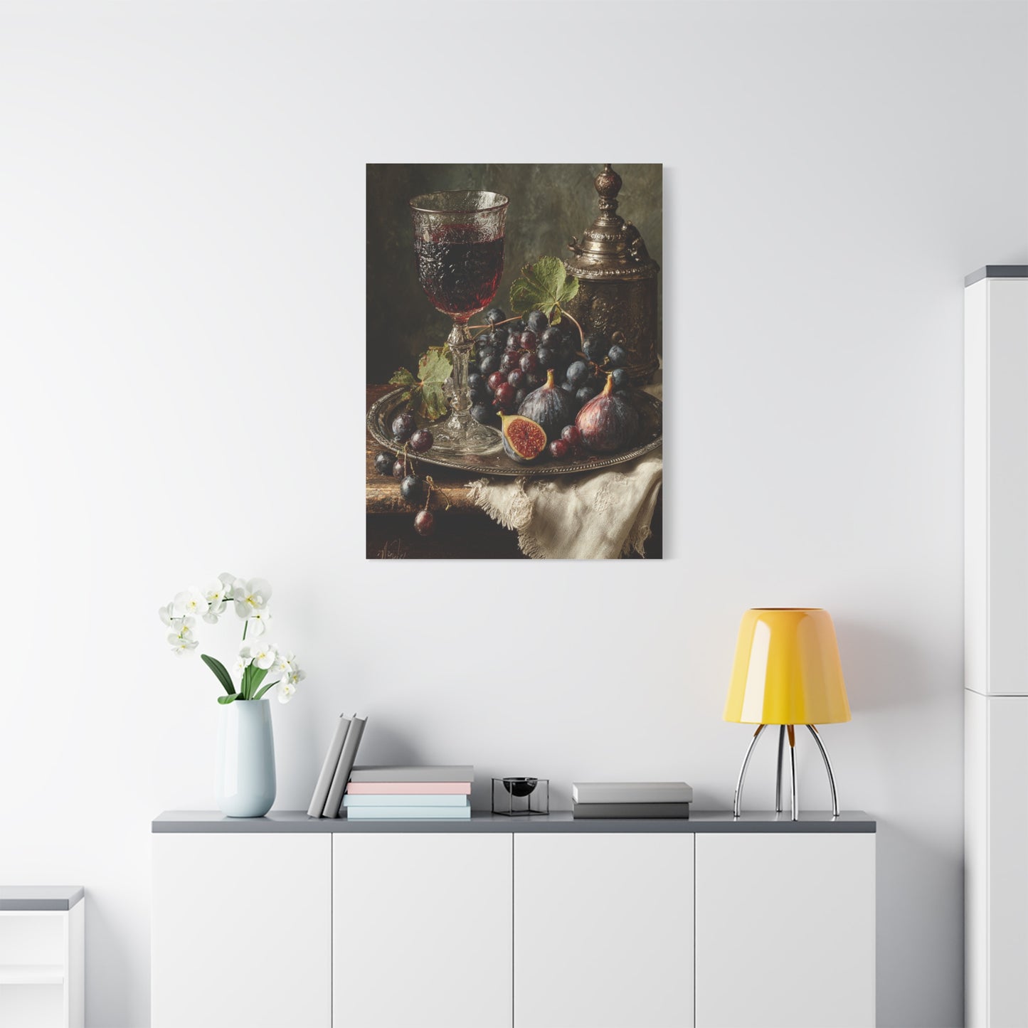 Old Master Fig and Wine Still Life Wall Art & Canvas Print