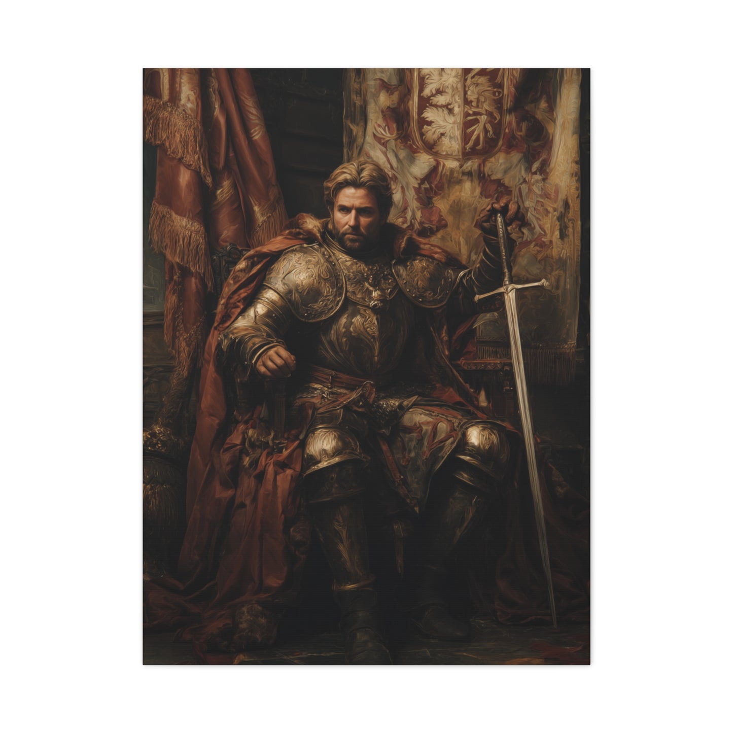 Medieval King on the Royal Throne Wall Art & Canvas Print