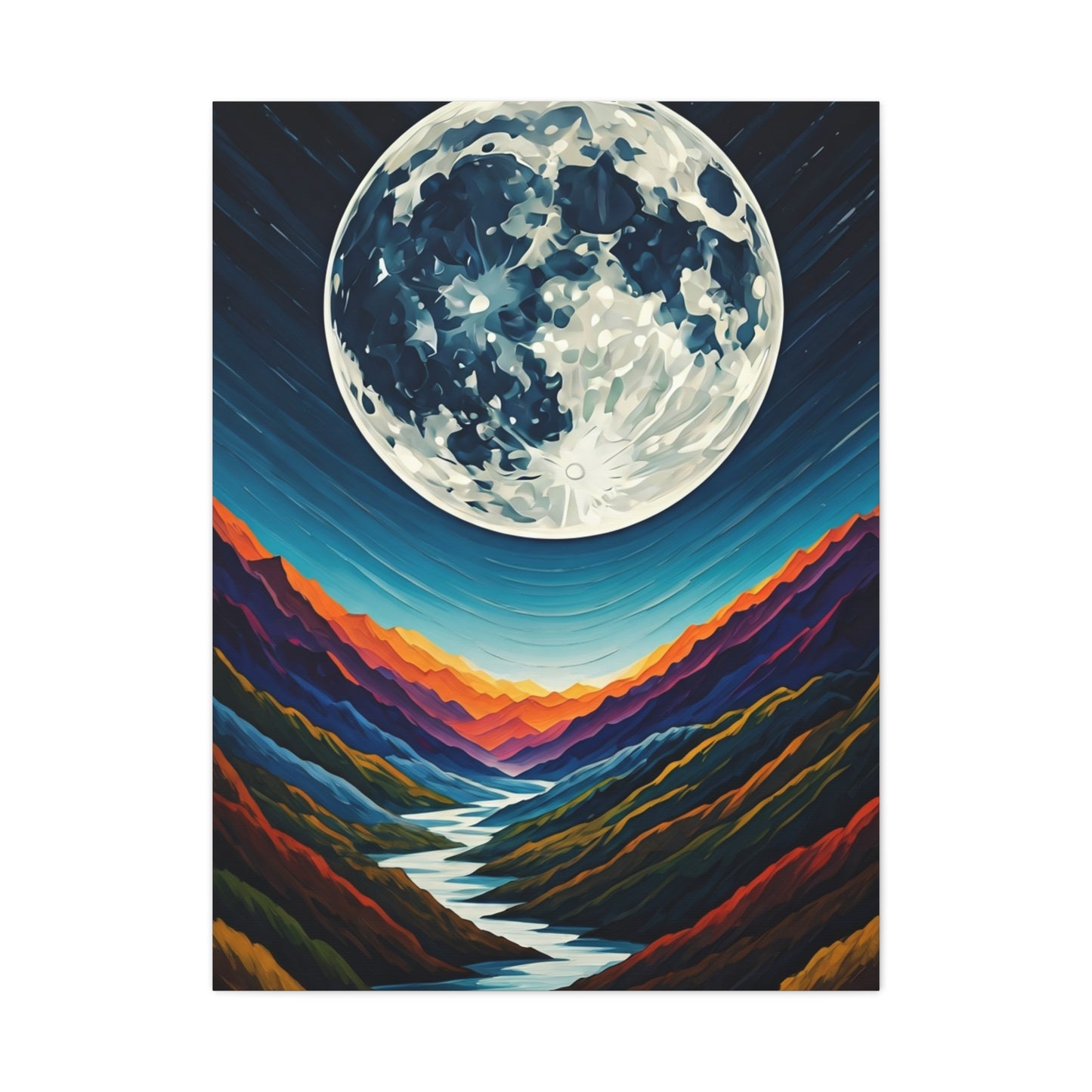 Midnight Moonlit Peaks Wall Art & Canvas Print