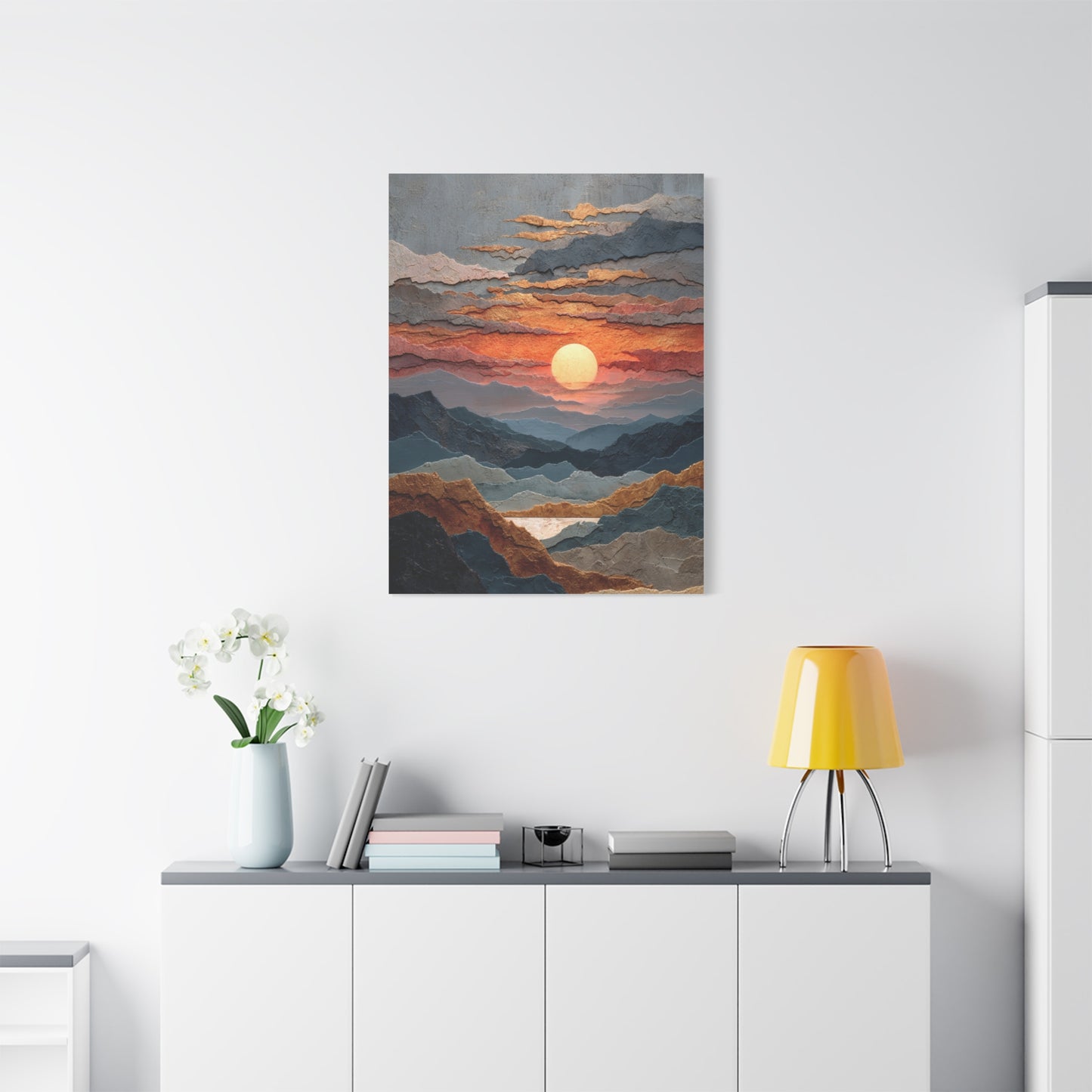 Layered Desert Sunset Abstract Landscape Wall Art & Canvas Print