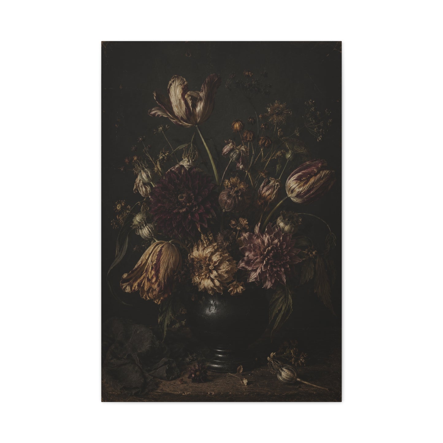 Dark Floral Old Master Still Life Wall Art & Canvas Print