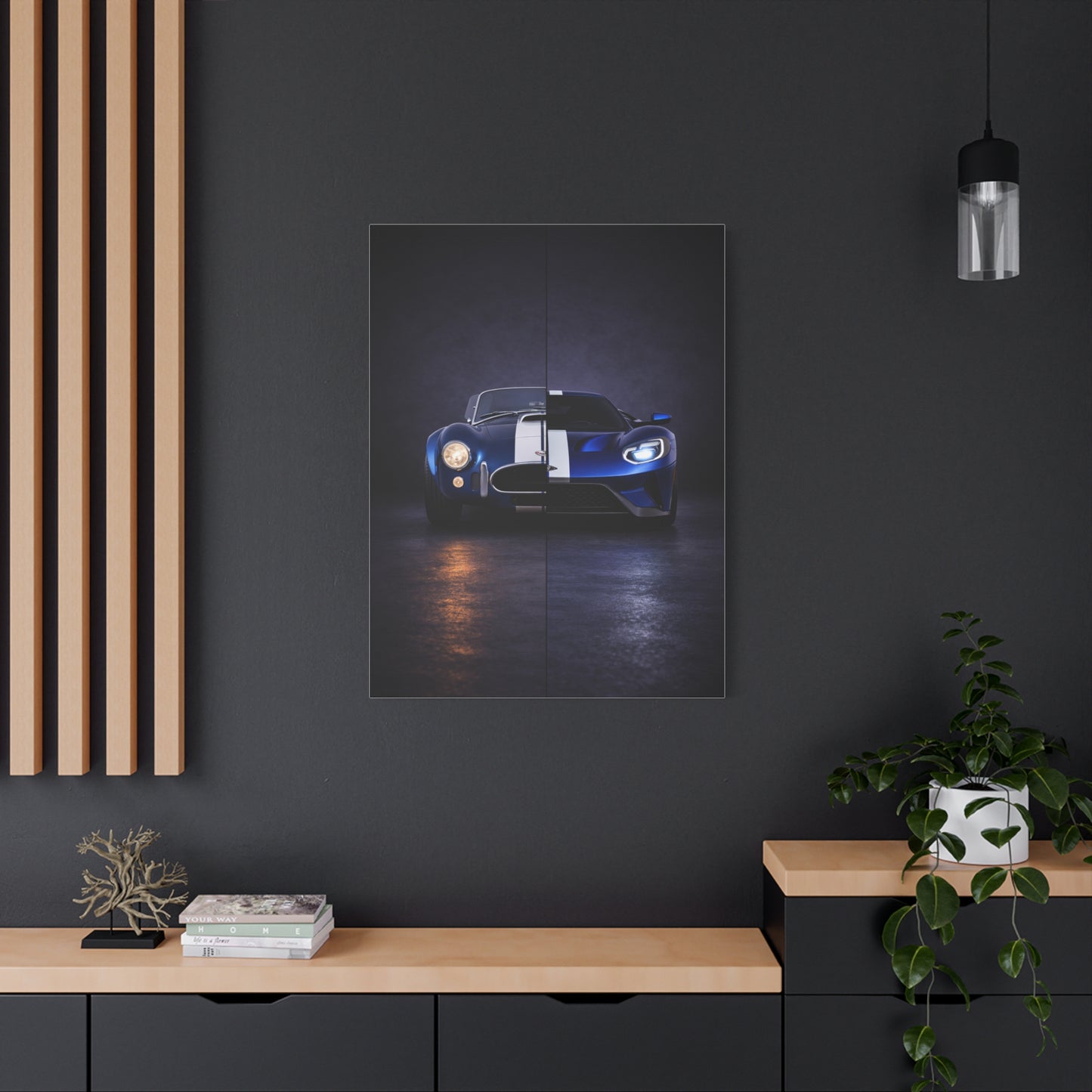 Shelby Cobra vs Ford GT Split Heritage and Modern Wall Art & Canvas Prints