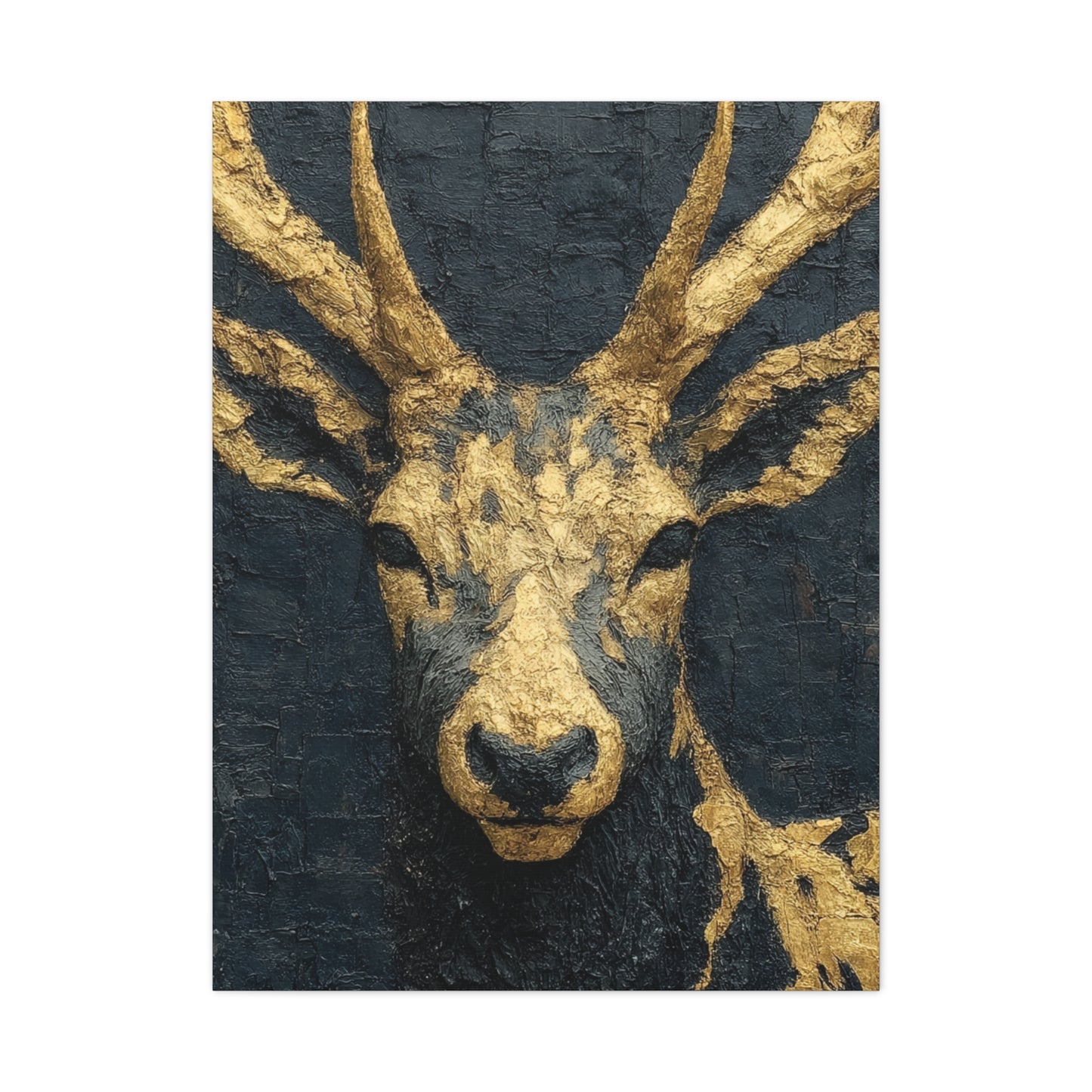 Regal Black and Gold Stag Portrait Wall Art & Canvas Print
