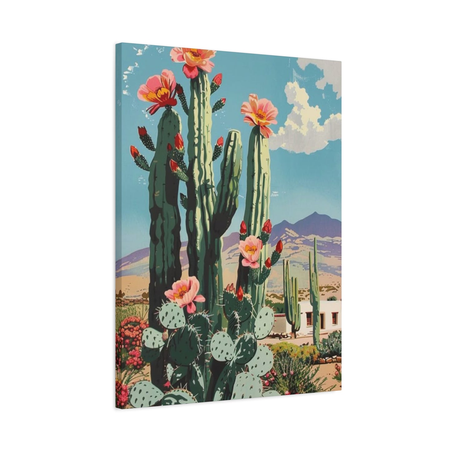 Flower Cactus In A Desert Wall Art & Canvas Prints