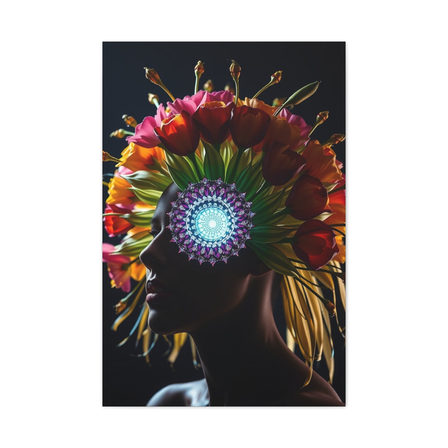 Opulent Bloom Silhouette Wall Art & Canvas Print