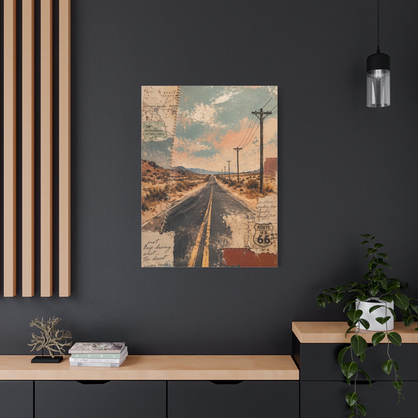 Route 66 Desert Collage Landscape Wall Art & Canvas Print