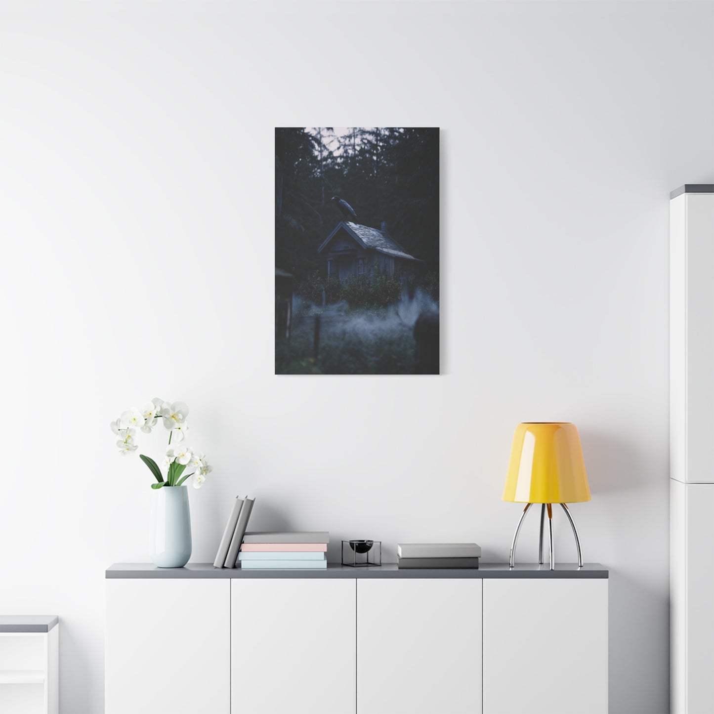 Raven on Witch’s Cottage Roof Wall Art & Canvas Print