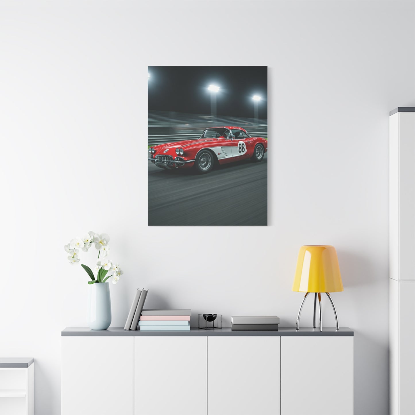 1962 Chevrolet Corvette C1 Night Circuit Racer Wall Art & Canvas Prints
