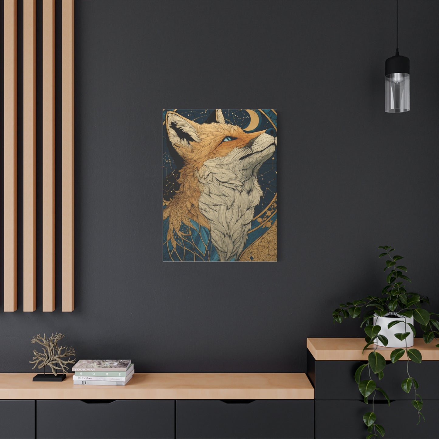 Celestial Fox Constellation Portrait Wall Art & Canvas Print