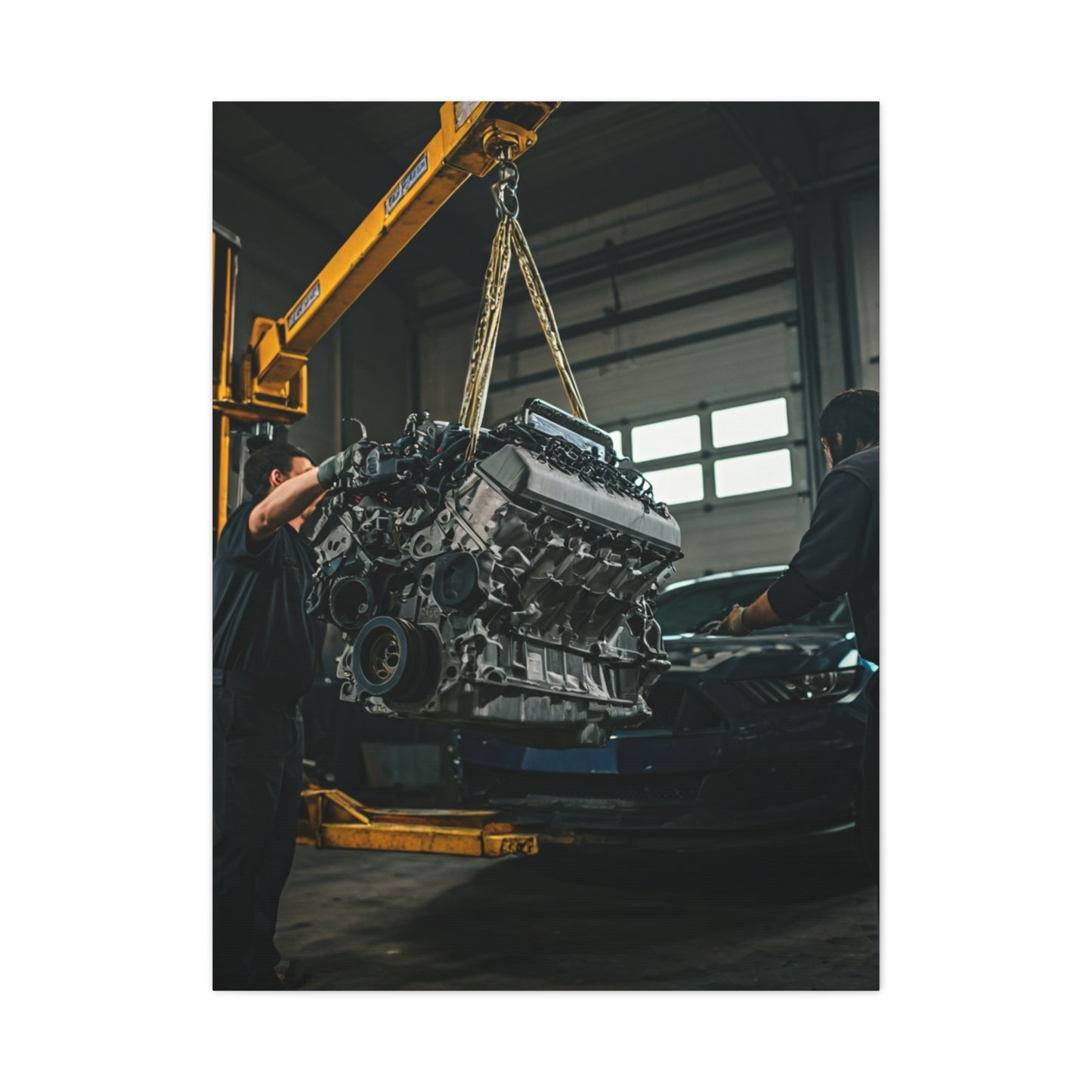 Ford Mustang Shelby GT350 Engine Installation Scene Wall Art & Canvas Prints